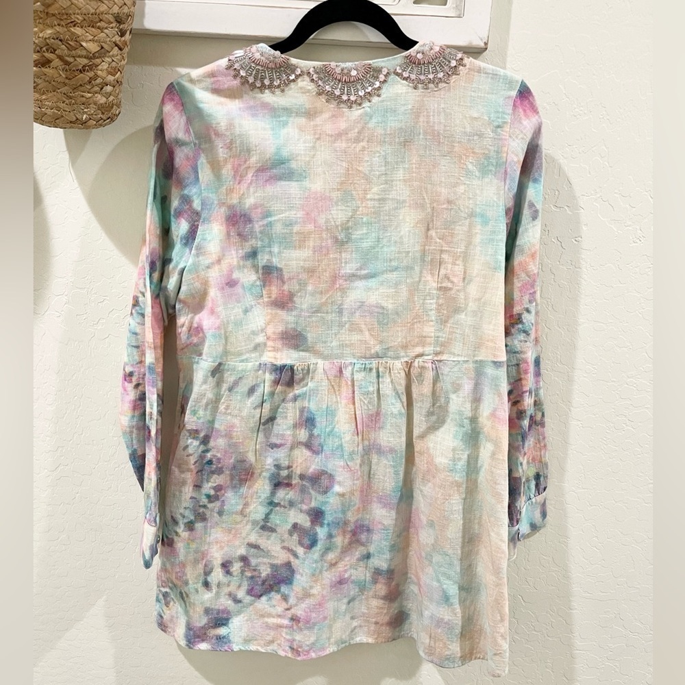 Soft Surroundings Bazille Beaded Sequins Boho Tie Dye
Coastal Tunic Size Medium - Picture 2 of 8